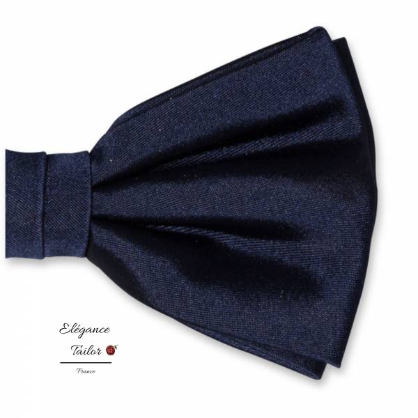 Nœud Papillon Bleu Marine - Satin de Soie de chez Elégance Tailor Toulon