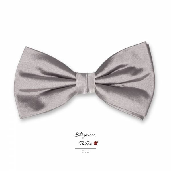 Nœud Papillon Gris - Satin de Soie de chez Elégance Tailor Toulon