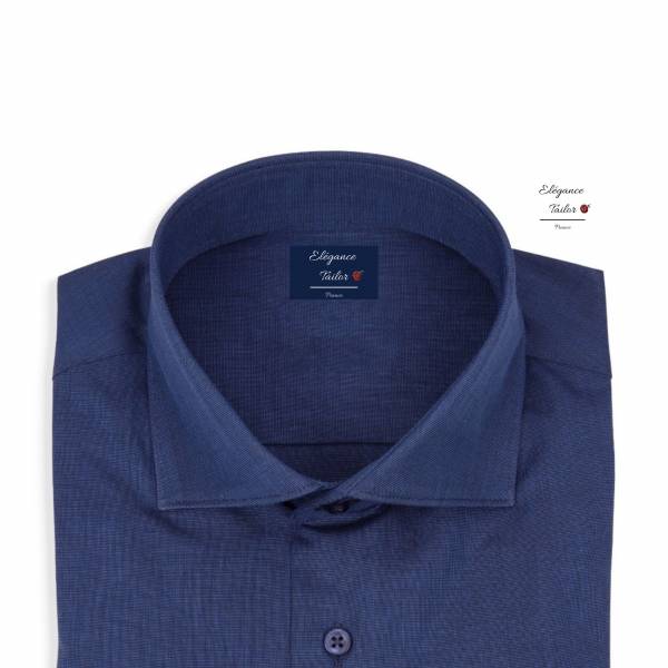 Chemise homme bleu marine à col italien Modèle 5159