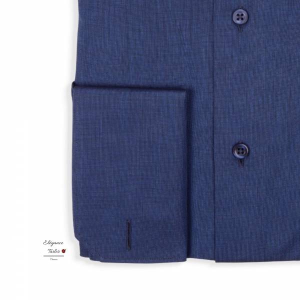 Chemise homme bleu marine à col italien Modèle 5159