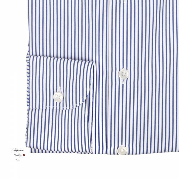 Chemise bureau à col italien et à rayures bleus Modèle 5102