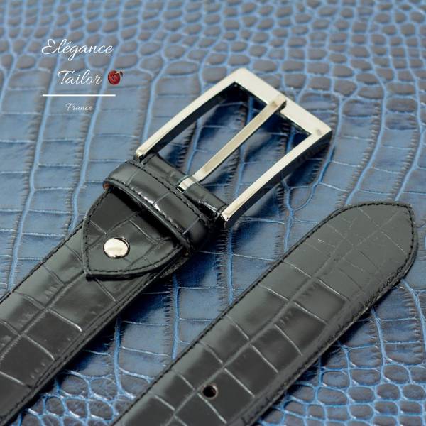 Ceinture Hamptons noir croco de chez Elégance Tailor Toulon