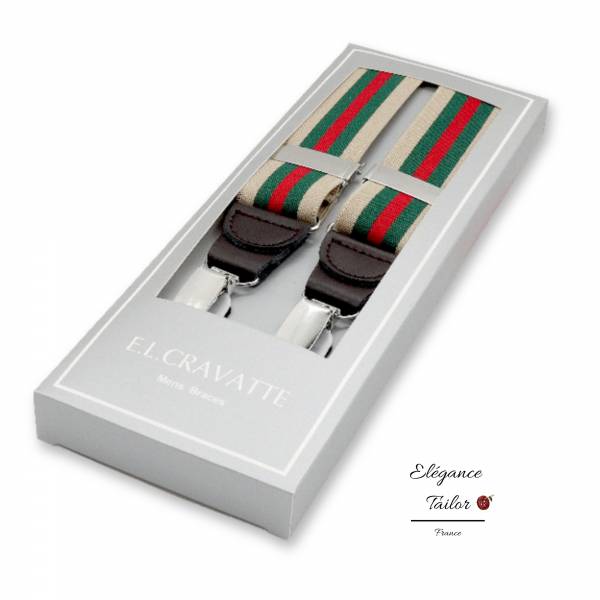 Bretelles Beige - Vert Foncé - Rouge de chez Elégance Tailor Toulon