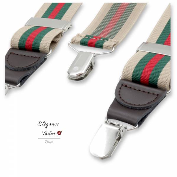 Bretelles Beige - Vert Foncé - Rouge de chez Elégance Tailor Toulon