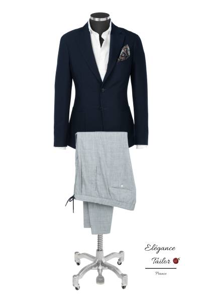 Costume homme sur mesure veste bleu foncé Angelico de chez Elegance Tailor Toulon