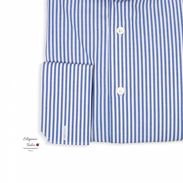 Chemise homme chic à rayures bleues exécutive Model 5187 de chez Elegance Tailor Toulon