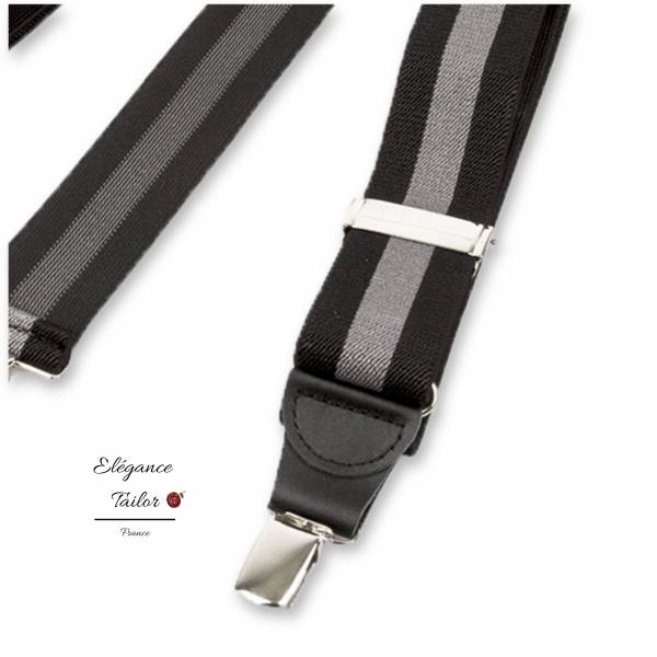 Bretelles Rayures Noir et Gris de chez Elégance Tailor Toulon