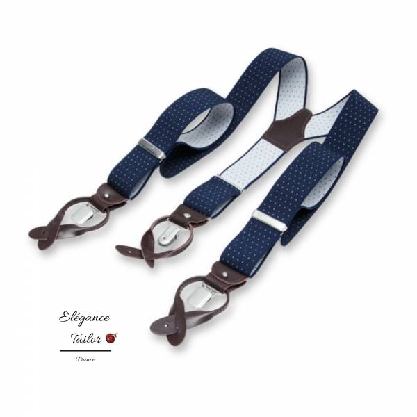 Bretelles Profuomo Bleu Foncé à Pois de chez Elégance Tailor Toulon