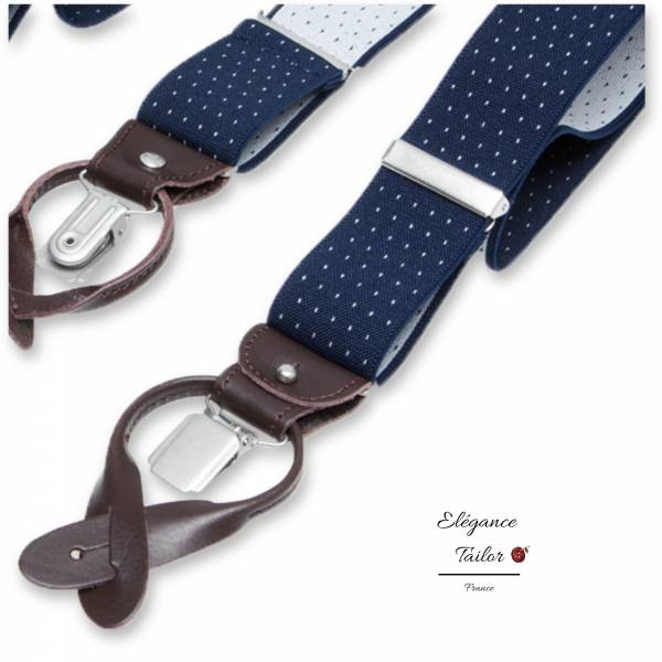 Bretelles Profuomo Bleu Foncé à Pois de chez Elégance Tailor Toulon