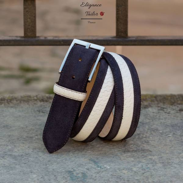 Ceinture de Venise bleu et blanc de chez Elégance Tailor Toulon