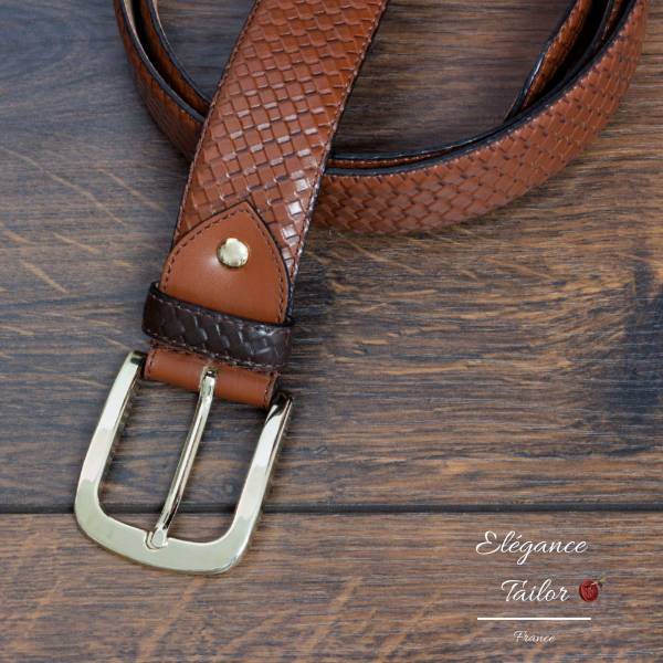 Ceinture des Hamptons Marron détaillede chez Élégance Tailor Toulon