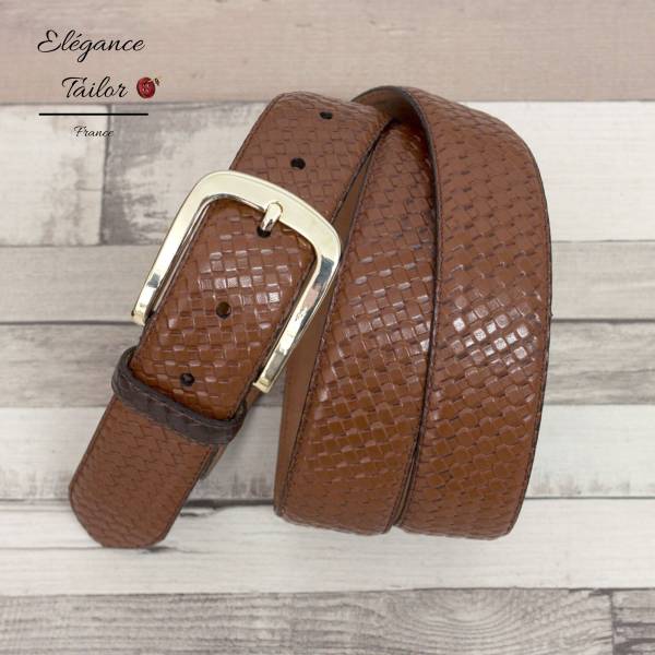 Ceinture des Hamptons Marron face de chez Élégance Tailor Toulon