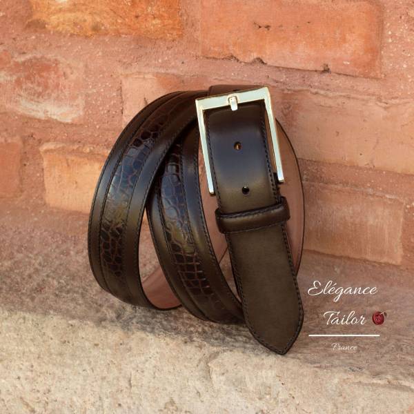 Ceinture de Venise marron foncé  facede chez Élégance Tailor Toulon