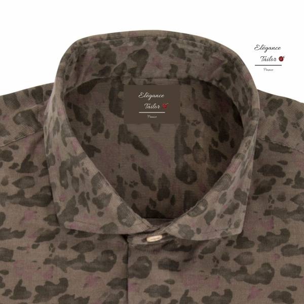 Chemise imprimée marron Modèle 5115
