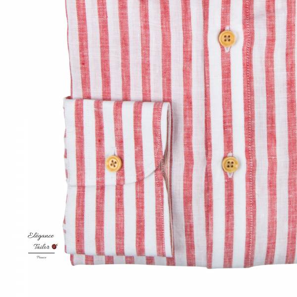Chemise à rayures Rose en lin Modèle 5054