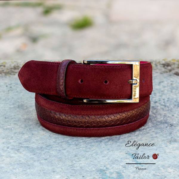 Ceinture de Venise bordeaux face de chez Elégance Tailor Toulon