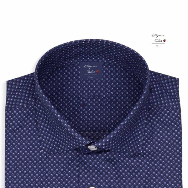 Chemise homme en couleur marine à pois  Modèle 5155