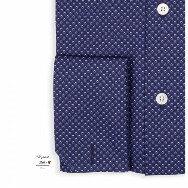 Chemise homme en couleur marine à pois  Modèle 5155