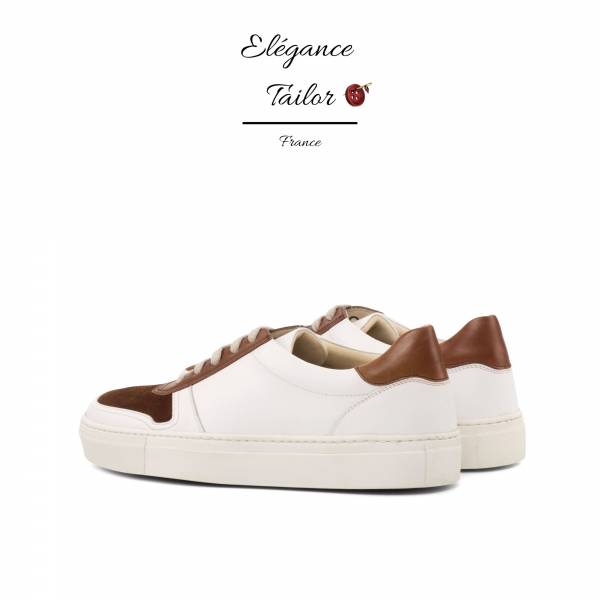 Entraîneur féminin veau blanc et daim marron moyen  de chez Elegance Tailor Toulon