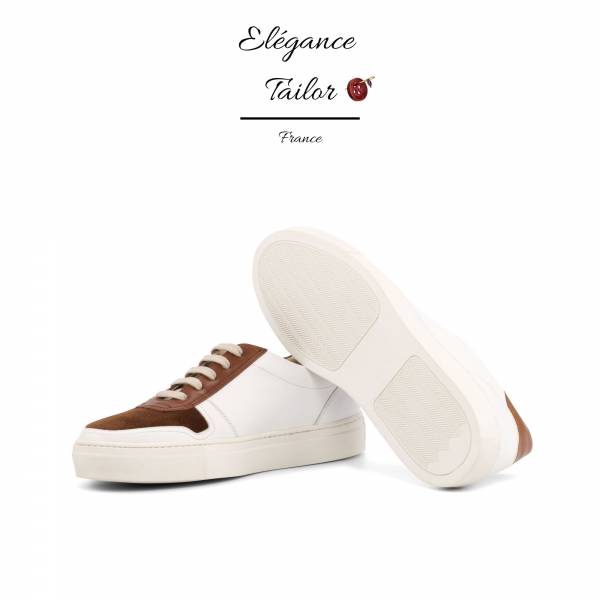 Entraîneur féminin veau blanc et daim marron moyen  de chez Elegance Tailor Toulon