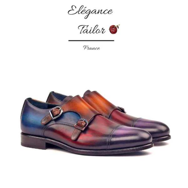Chaussures homme double boucle multicolores en cuir à Six-Fours les plages proche de Toulon