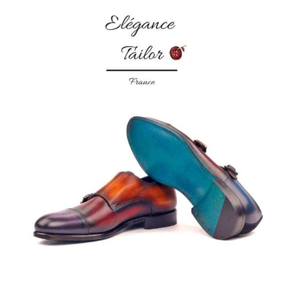 Chaussures homme double boucle multicolores en cuir à Six-Fours les plages proche de Toulon