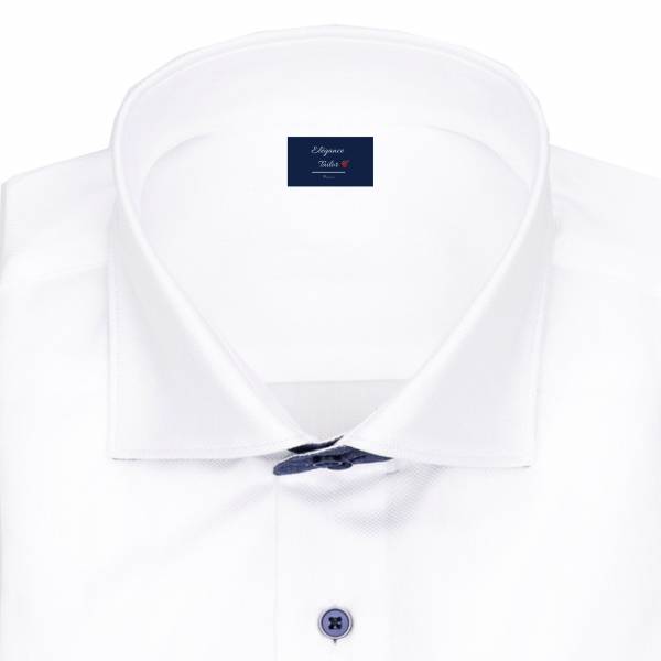 Chemise mariage blanche à col boutonné en coton premium Modèle 5146