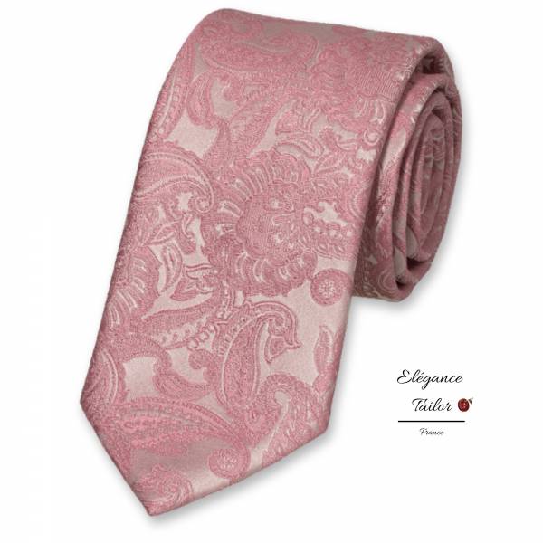 Cravate Paisley Rose Pastel - Soie de chez Elégance Tailor Toulon