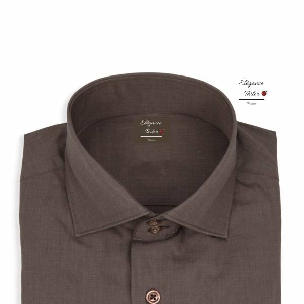 Chemise décontractée couleur uni marron Modèle 5150