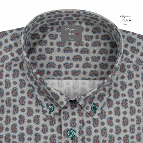 Chemise imprimée paisley gris Modèle 5116