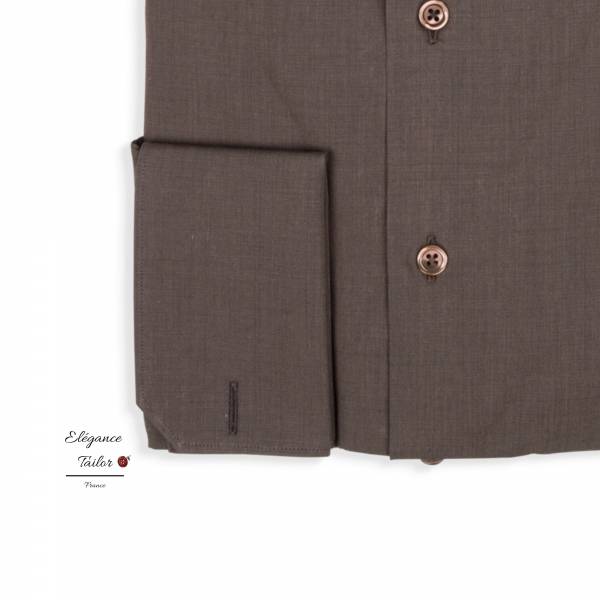 Chemise décontractée couleur uni marron Modèle 5150