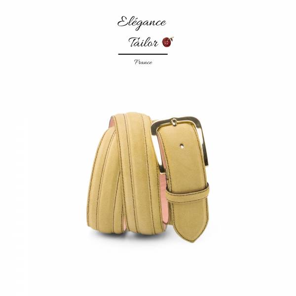 Ceinture de Venise nubuck sable détaille de chez Élégance Tailor Toulon