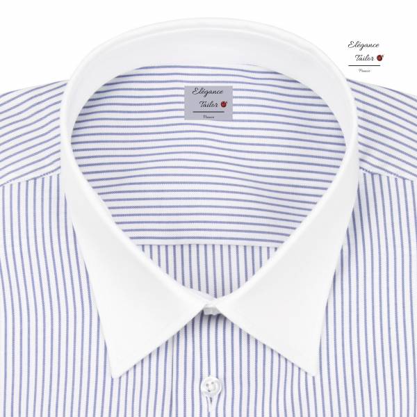 Chemise blanche à rayures fines à col italien Pack Premium Modèle 5120