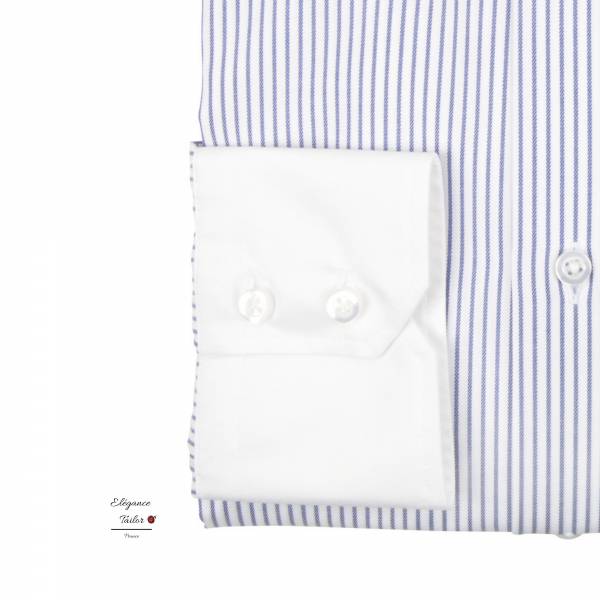 Chemise blanche à rayures fines à col italien Pack Premium Modèle 5120