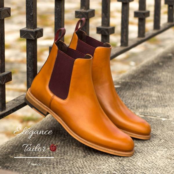Bottines Chelsea pour femmes cognac de chez Elegance Tailor Toulon