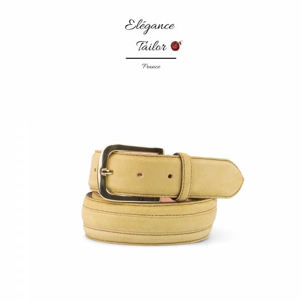 Ceinture de Venise nubuck sable détaille de chez Élégance Tailor Toulon