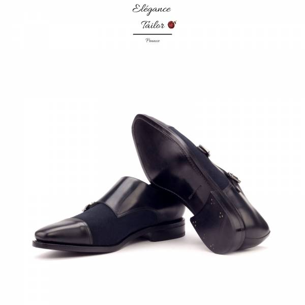 Double moine black Goodyear Welted de chez Elégance Tailor Toulon vue de face
