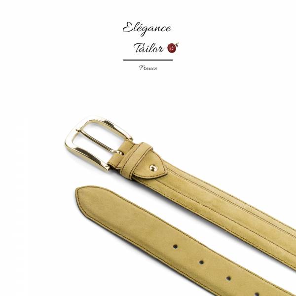 Ceinture de Venise nubuck sable détaille de chez Élégance Tailor Toulon