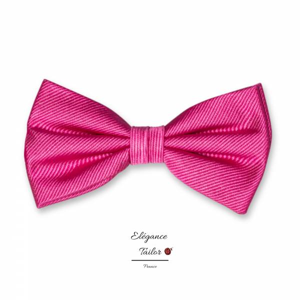 Nœud Papillon Rose Vif - Soie de chez Elégance Tailor Toulon