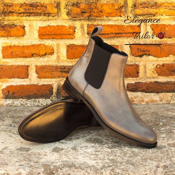 Bottines Chelsea pour femmes veau poli gris de chez Elegance Tailor Toulon