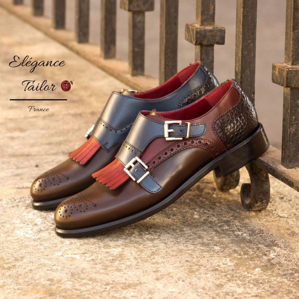 Kiltie pour femmes croco peint noir + bordeaux + marron foncé + marine + rouge de chez Elegance Tailor Toulon
