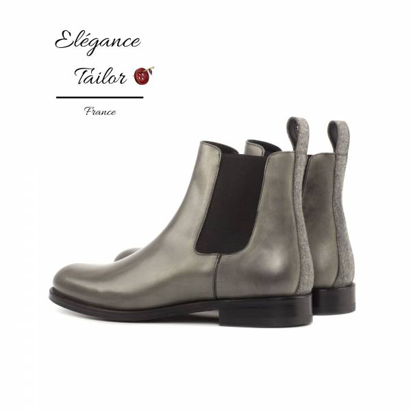 Bottines Chelsea pour femmes veau poli gris de chez Elegance Tailor Toulon