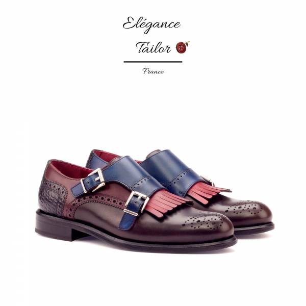 Kiltie pour femmes croco peint noir + bordeaux + marron foncé + marine + rouge de chez Elegance Tailor Toulon