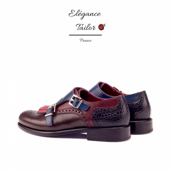 Kiltie pour femmes croco peint noir + bordeaux + marron foncé + marine + rouge de chez Elegance Tailor Toulon