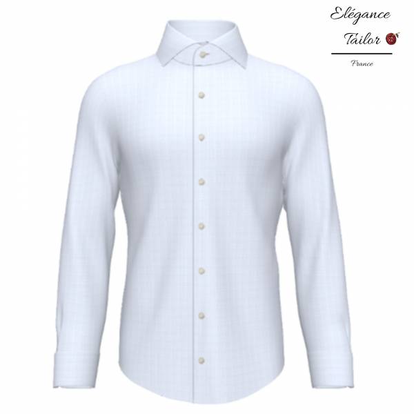 Vu ensemble chemise à carreaux bleu clair city business de chez Elégance tailor Toulon